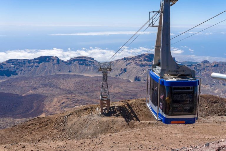 Cable-car,Going,Up,To,Peak,Of,Teide,spain,,Canary,Islands.,The
